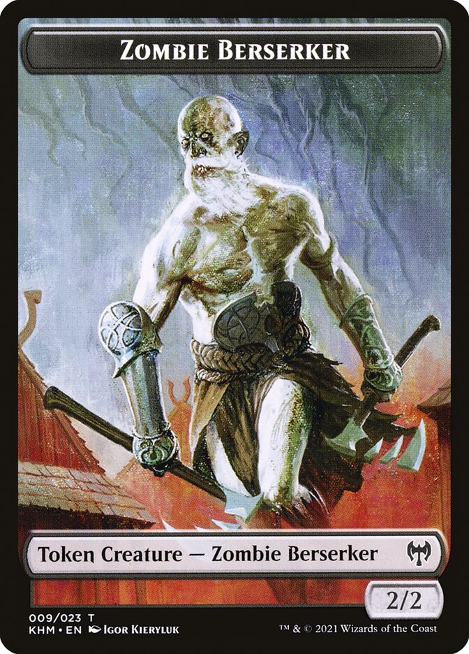 Treasure // Zombie Berserker Double-Sided Token [Kaldheim Tokens] MTG Single Magic: The Gathering    | Red Claw Gaming