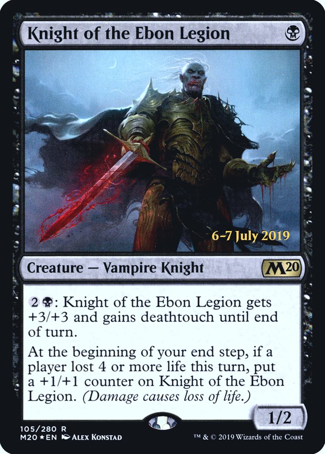 Knight of the Ebon Legion [Core Set 2020 Prerelease Promos] MTG Single Magic: The Gathering    | Red Claw Gaming