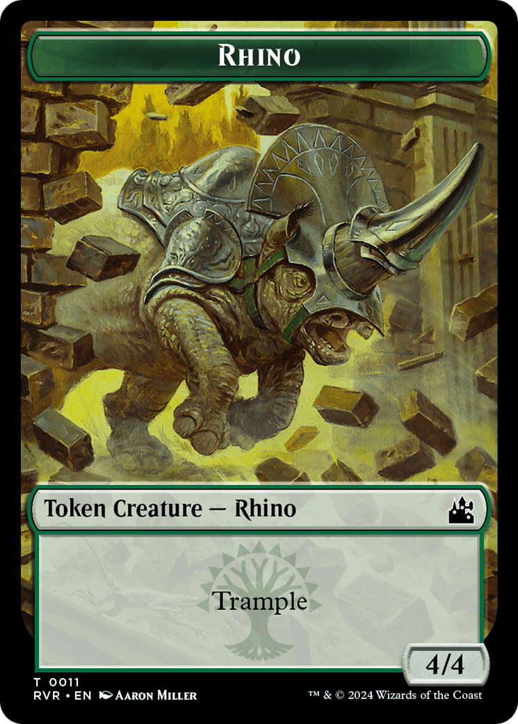 Rhino Token [Ravnica Remastered Tokens] MTG Single Magic: The Gathering    | Red Claw Gaming