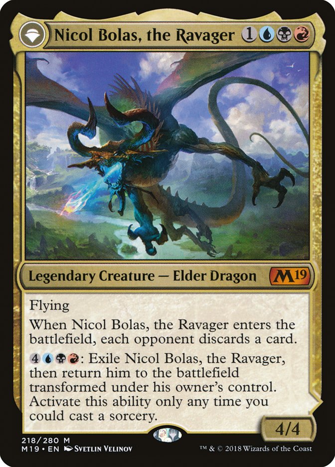 Nicol Bolas, the Ravager // Nicol Bolas, the Arisen [Core Set 2019] MTG Single Magic: The Gathering    | Red Claw Gaming