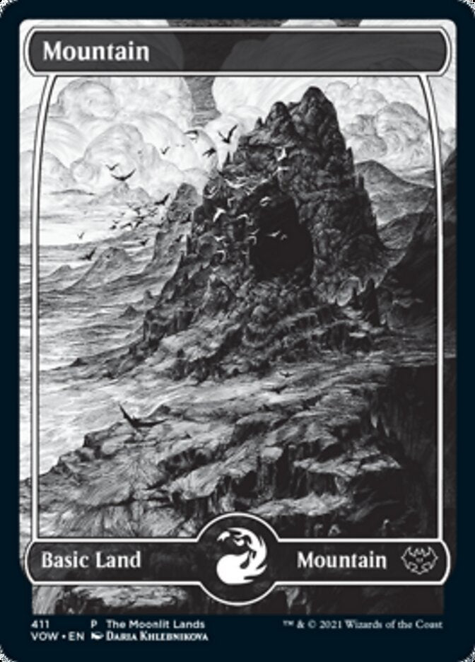 Mountain (The Moonlit Lands) (Foil Etched) [Innistrad: Crimson Vow Promos] MTG Single Magic: The Gathering    | Red Claw Gaming