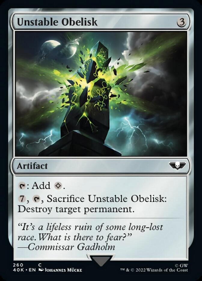 Unstable Obelisk (Surge Foil) [Warhammer 40,000] MTG Single Magic: The Gathering    | Red Claw Gaming