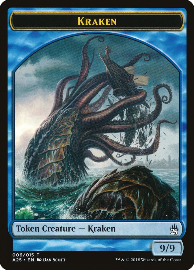 Fish // Kraken Double-Sided Token [Masters 25 Tokens] MTG Single Magic: The Gathering    | Red Claw Gaming