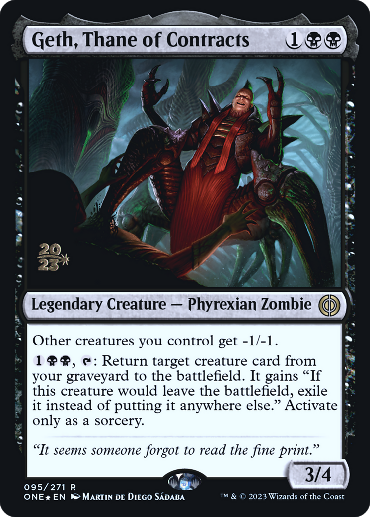Geth, Thane of Contracts [Phyrexia: All Will Be One Prerelease Promos] MTG Single Magic: The Gathering    | Red Claw Gaming