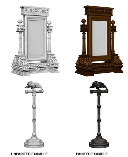 WizKids Deep Cuts Unpainted Miniatures: Mirror & Bird on Stand Minatures Wizkids Games    | Red Claw Gaming