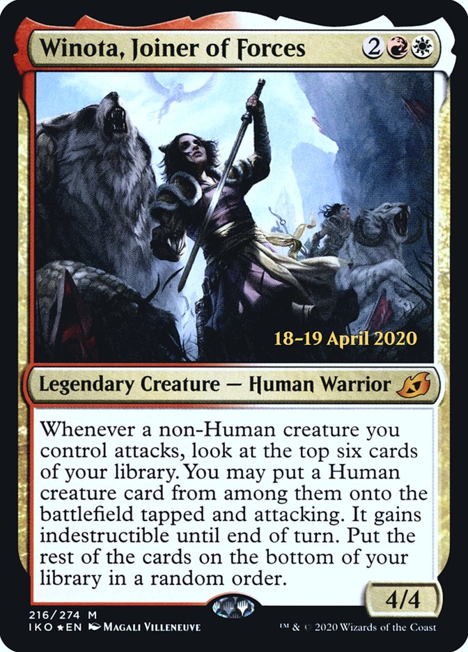 Winota, Joiner of Forces [Ikoria: Lair of Behemoths Prerelease Promos] MTG Single Magic: The Gathering    | Red Claw Gaming