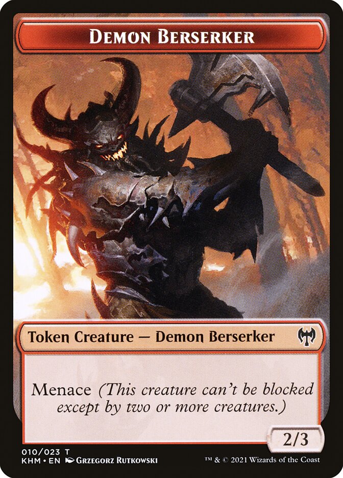 Human Warrior // Demon Berserker Double-Sided Token [Kaldheim Tokens] MTG Single Magic: The Gathering    | Red Claw Gaming
