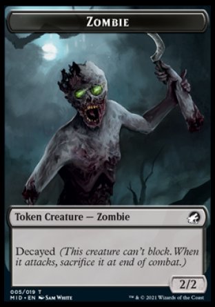 Zombie (005) // Bat Double-Sided Token [Innistrad: Midnight Hunt Tokens] MTG Single Magic: The Gathering    | Red Claw Gaming