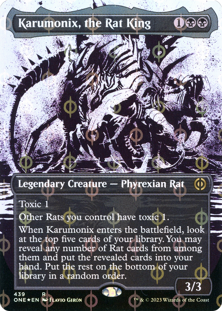 Karumonix, the Rat King (Borderless Ichor Step-and-Compleat Foil) [Phyrexia: All Will Be One] MTG Single Magic: The Gathering    | Red Claw Gaming