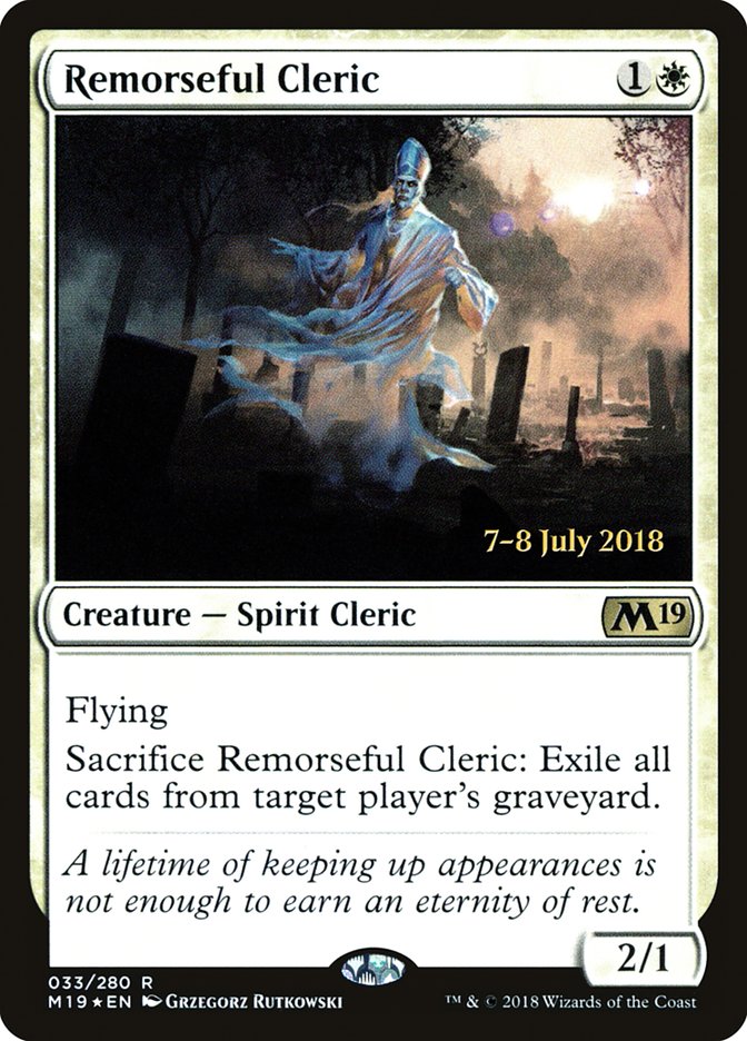 Remorseful Cleric [Core Set 2019 Prerelease Promos] MTG Single Magic: The Gathering    | Red Claw Gaming