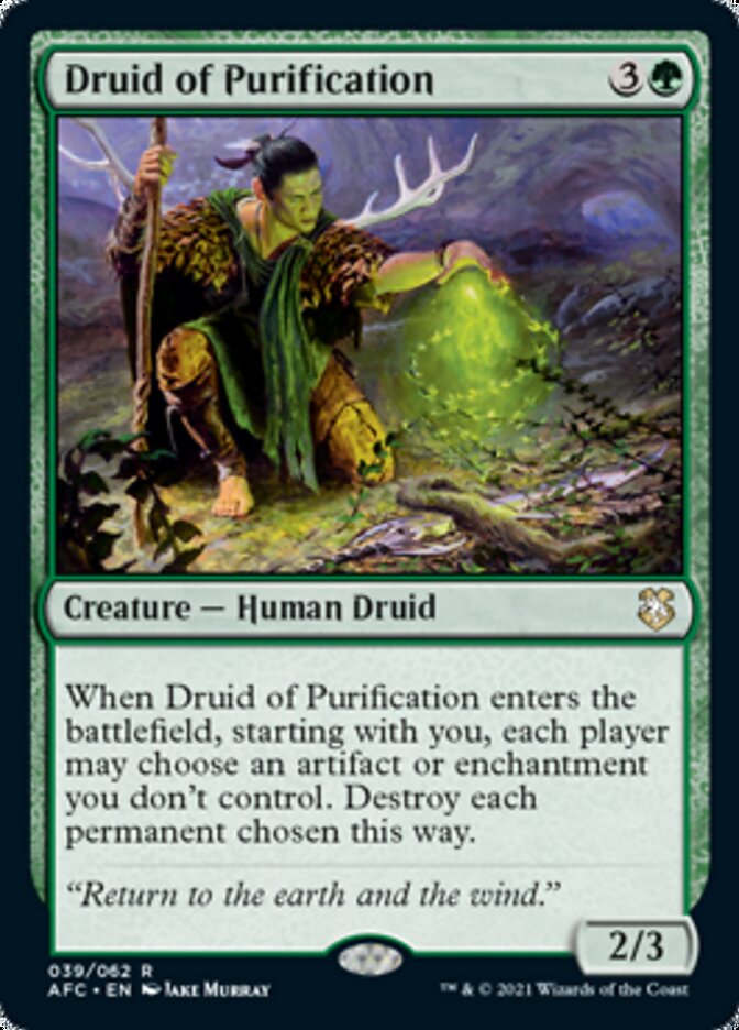 Druid of Purification [Dungeons & Dragons: Adventures in the Forgotten Realms Commander] MTG Single Magic: The Gathering    | Red Claw Gaming
