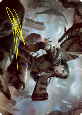 Sawblade Slinger Art Card (Gold-Stamped Signature) [Innistrad: Crimson Vow Art Series] MTG Single Magic: The Gathering    | Red Claw Gaming
