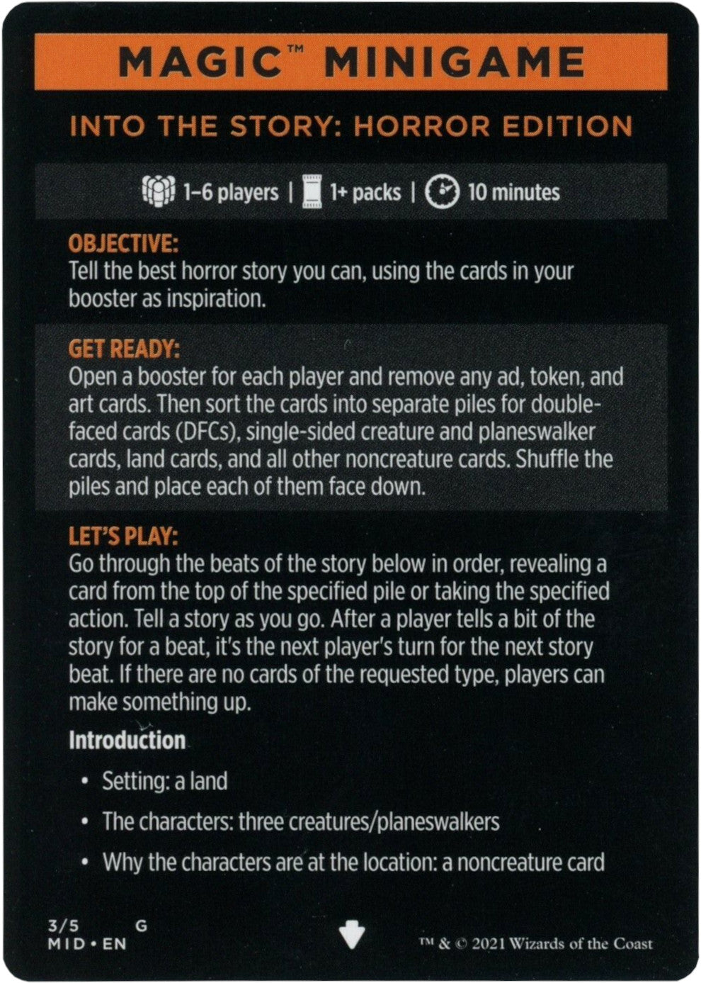 Into the Story: Horror Edition (Magic Minigame) [Innistrad: Midnight Hunt Minigame] MTG Single Magic: The Gathering    | Red Claw Gaming