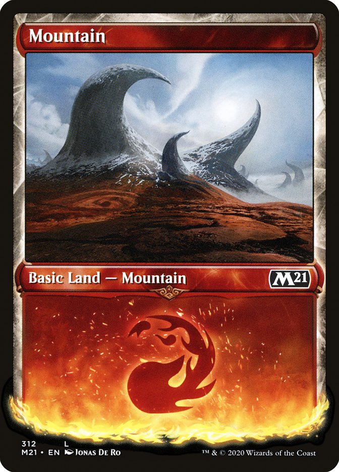 Mountain (312) (Showcase) [Core Set 2021] MTG Single Magic: The Gathering    | Red Claw Gaming