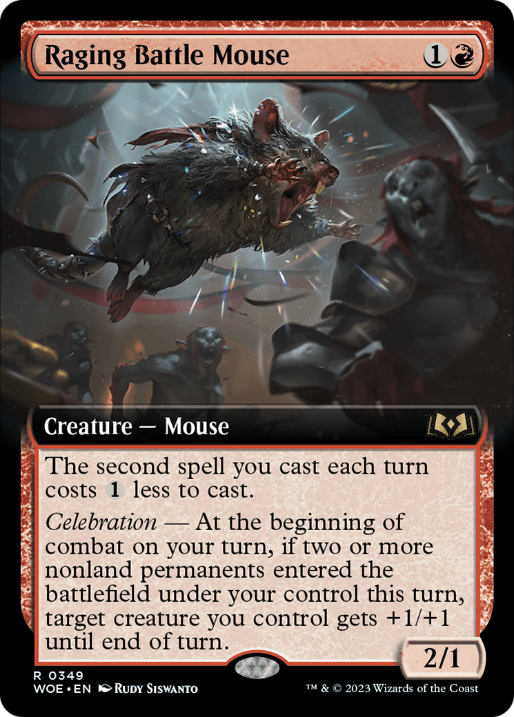 Raging Battle Mouse (Extended Art) [Wilds of Eldraine] MTG Single Magic: The Gathering    | Red Claw Gaming