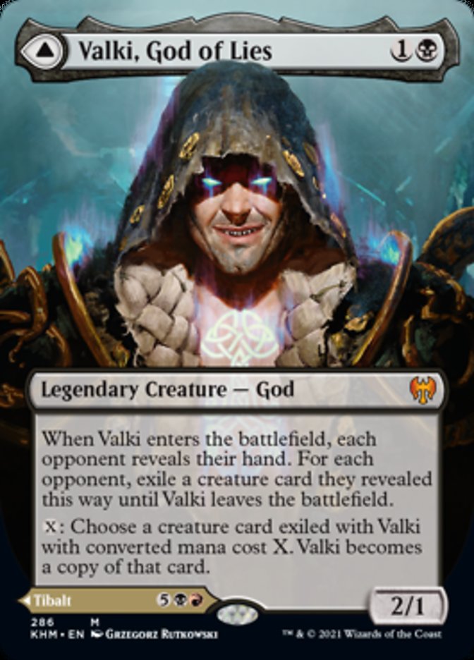 Valki, God of Lies // Tibalt, Cosmic Impostor (Borderless) [Kaldheim] MTG Single Magic: The Gathering    | Red Claw Gaming