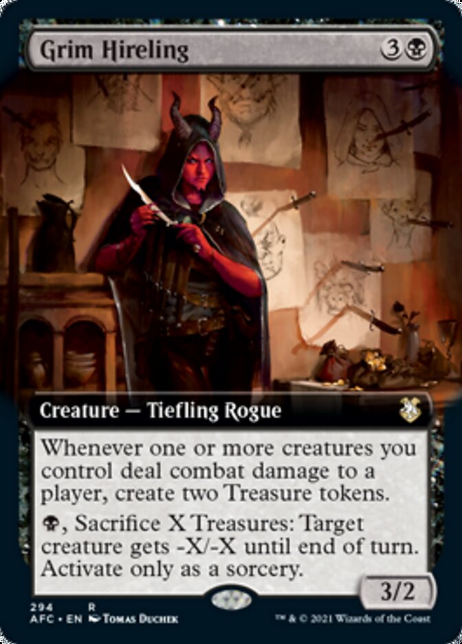 Grim Hireling (Extended Art) [Dungeons & Dragons: Adventures in the Forgotten Realms Commander] MTG Single Magic: The Gathering    | Red Claw Gaming
