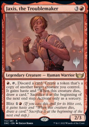 Jaxis, the Troublemaker (Promo Pack) [Streets of New Capenna Promos] MTG Single Magic: The Gathering    | Red Claw Gaming