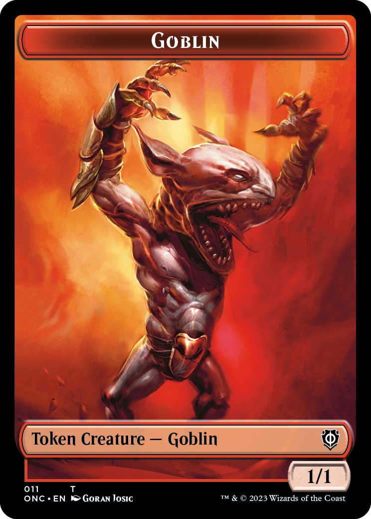 Rebel // Goblin Double-Sided Token [Phyrexia: All Will Be One Commander Tokens] MTG Single Magic: The Gathering    | Red Claw Gaming