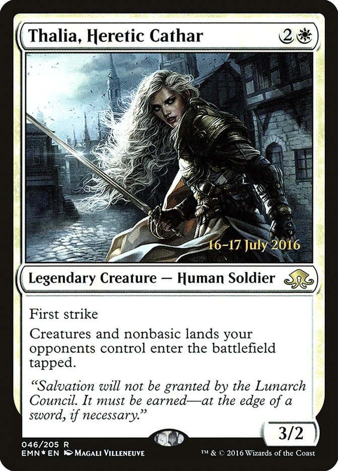 Thalia, Heretic Cathar [Eldritch Moon Prerelease Promos] MTG Single Magic: The Gathering    | Red Claw Gaming