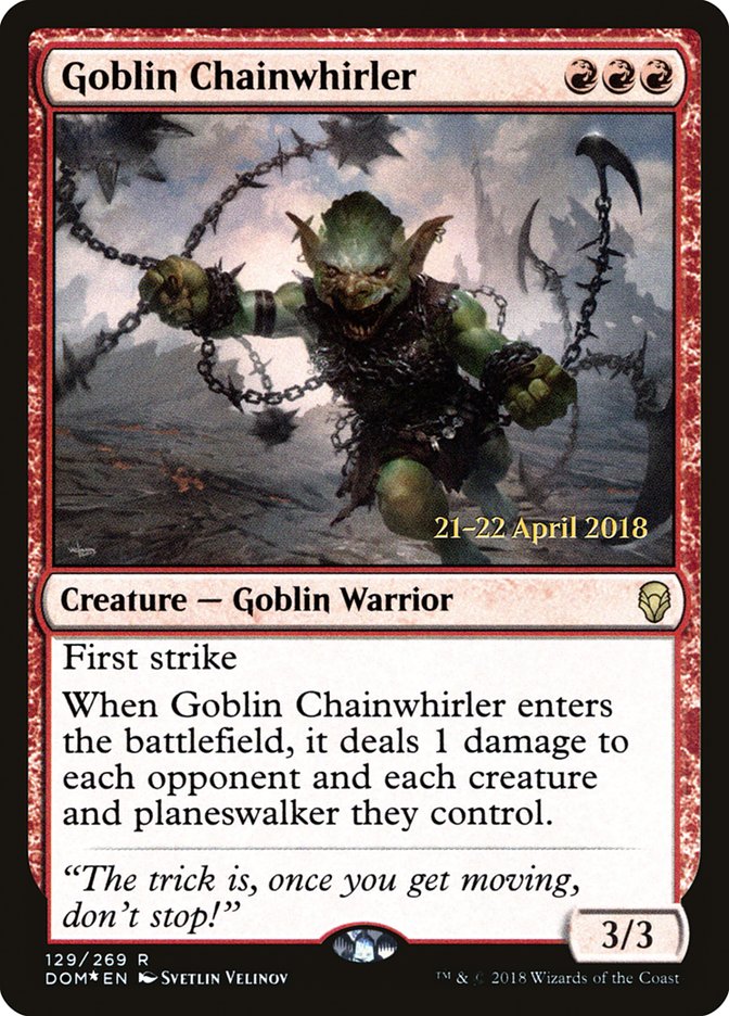 Goblin Chainwhirler [Dominaria Prerelease Promos] MTG Single Magic: The Gathering    | Red Claw Gaming