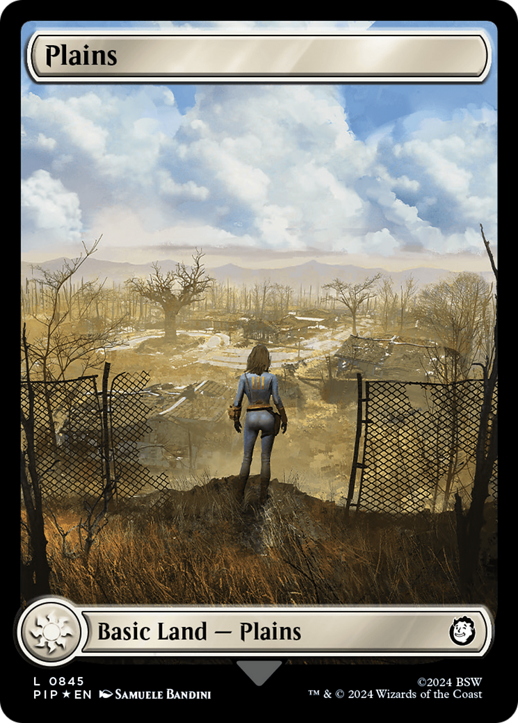 Plains (0845) (Surge Foil) [Fallout] MTG Single Magic: The Gathering    | Red Claw Gaming