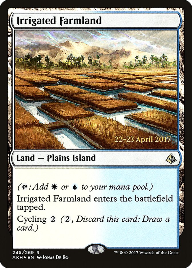 Irrigated Farmland [Amonkhet Prerelease Promos] MTG Single Magic: The Gathering    | Red Claw Gaming