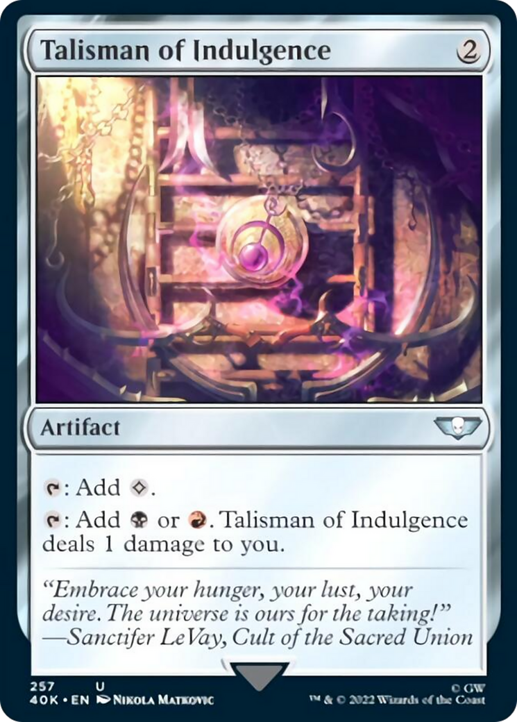 Talisman of Indulgence (Surge Foil) [Warhammer 40,000] MTG Single Magic: The Gathering    | Red Claw Gaming