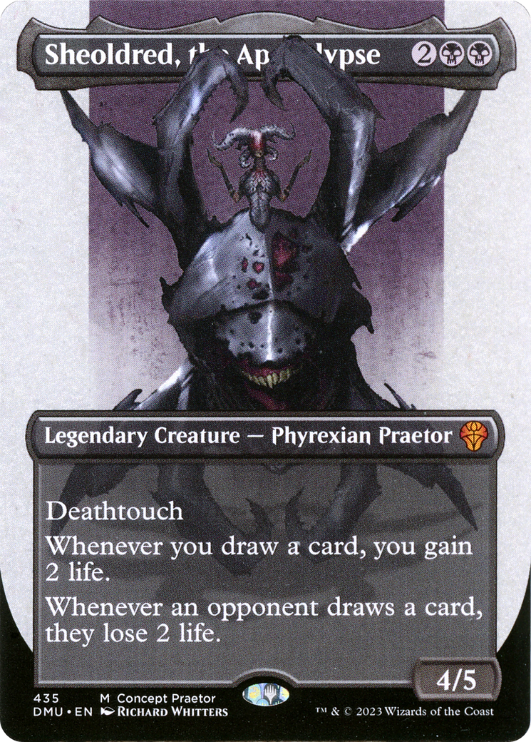 Sheoldred, the Apocalypse (Borderless Concept Praetors) [Phyrexia: All Will Be One] MTG Single Magic: The Gathering    | Red Claw Gaming