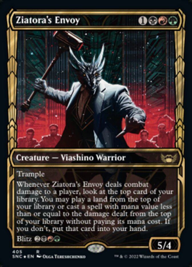 Ziatora's Envoy (Showcase Golden Age Gilded Foil) [Streets of New Capenna] MTG Single Magic: The Gathering    | Red Claw Gaming