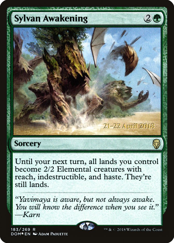 Sylvan Awakening [Dominaria Prerelease Promos] MTG Single Magic: The Gathering    | Red Claw Gaming