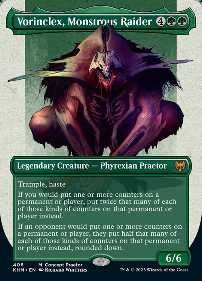 Vorinclex, Monstrous Raider (Borderless Concept Praetors) [Phyrexia: All Will Be One] MTG Single Magic: The Gathering    | Red Claw Gaming