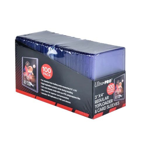 3" x 4" Clear Regular Toploaders and Soft Sleeves Bundle (100ct) for Standard Size Cards Top Loader Ultra Pro    | Red Claw Gaming