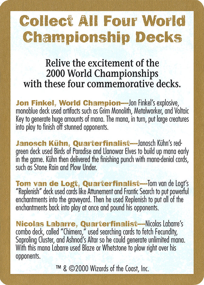 2000 World Championships Ad [World Championship Decks 2000] MTG Single Magic: The Gathering    | Red Claw Gaming