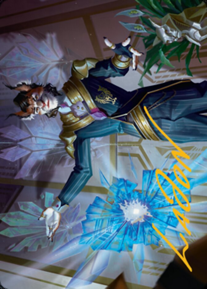 Kros, Defense Contractor Art Card (Gold-Stamped Signature) [Streets of New Capenna Art Series] MTG Single Magic: The Gathering    | Red Claw Gaming