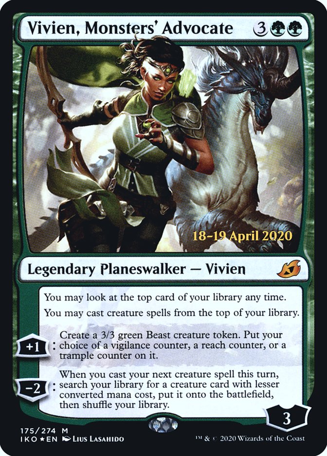 Vivien, Monsters' Advocate [Ikoria: Lair of Behemoths Prerelease Promos] MTG Single Magic: The Gathering    | Red Claw Gaming