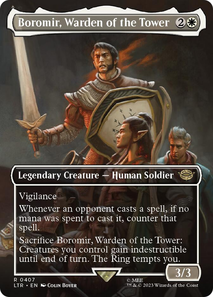 Boromir, Warden of the Tower (Borderless Alternate Art) [The Lord of the Rings: Tales of Middle-Earth] MTG Single Magic: The Gathering    | Red Claw Gaming