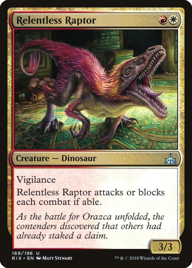 Relentless Raptor [Rivals of Ixalan] MTG Single Magic: The Gathering    | Red Claw Gaming