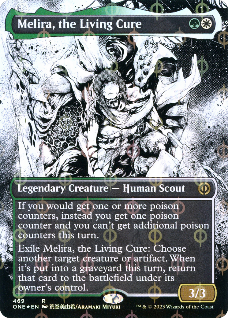 Melira, the Living Cure (Borderless Manga Step-and-Compleat Foil) [Phyrexia: All Will Be One] MTG Single Magic: The Gathering    | Red Claw Gaming