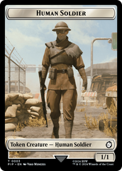 Soldier (004) // Human Soldier Double-Sided Token [Fallout Tokens] MTG Single Magic: The Gathering    | Red Claw Gaming