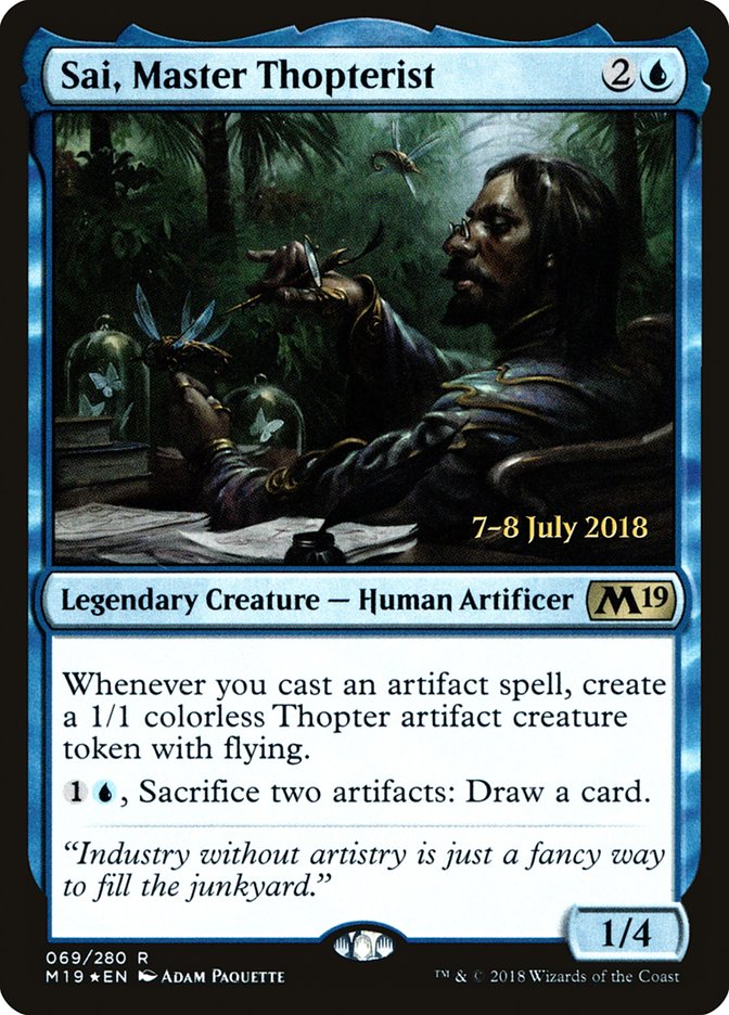 Sai, Master Thopterist [Core Set 2019 Prerelease Promos] MTG Single Magic: The Gathering    | Red Claw Gaming