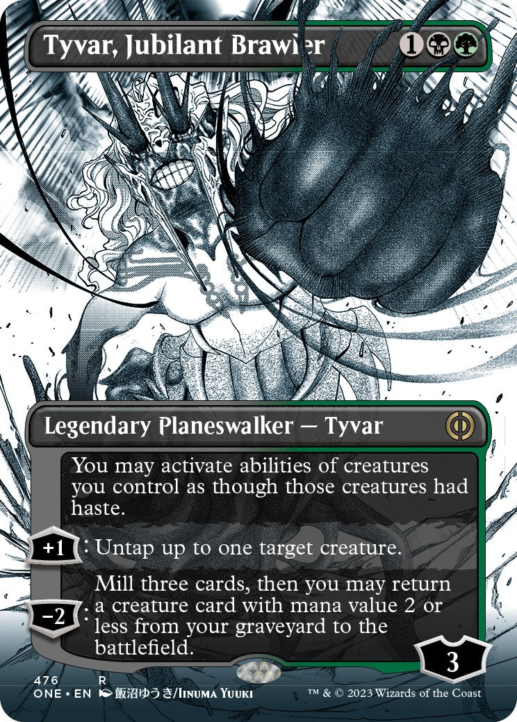 Tyvar, Jubilant Brawler (Borderless Manga Step-and-Compleat Foil) [Phyrexia: All Will Be One] MTG Single Magic: The Gathering    | Red Claw Gaming