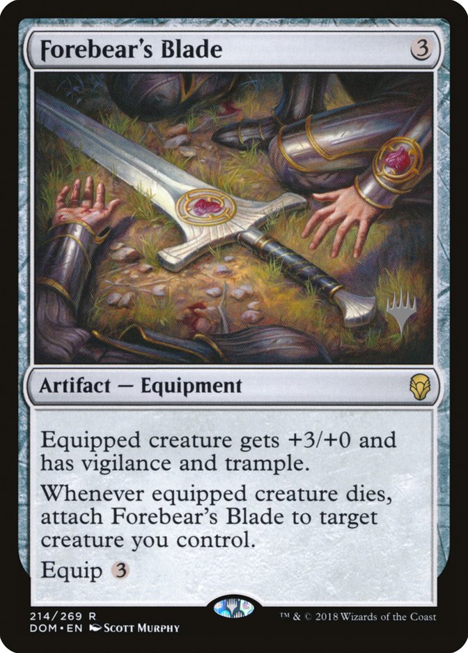 Forebear's Blade (Promo Pack) [Dominaria Promos] MTG Single Magic: The Gathering    | Red Claw Gaming
