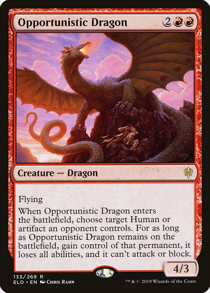 Opportunistic Dragon [Throne of Eldraine] MTG Single Magic: The Gathering    | Red Claw Gaming