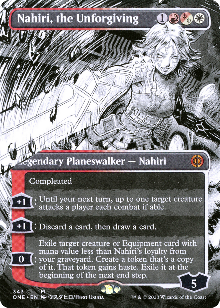 Nahiri, the Unforgiving (Borderless Manga) [Phyrexia: All Will Be One] MTG Single Magic: The Gathering    | Red Claw Gaming