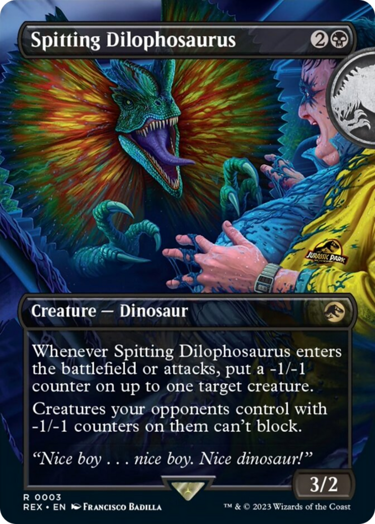Spitting Dilophosaurus (Borderless) [Jurassic World Collection] MTG Single Magic: The Gathering    | Red Claw Gaming