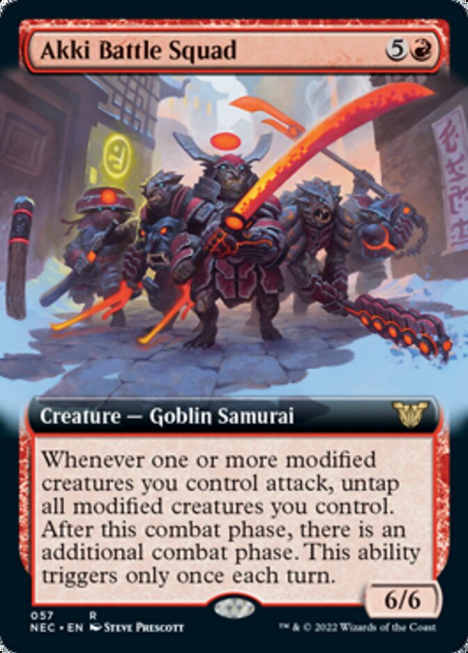 Akki Battle Squad (Extended Art) [Kamigawa: Neon Dynasty Commander] MTG Single Magic: The Gathering    | Red Claw Gaming