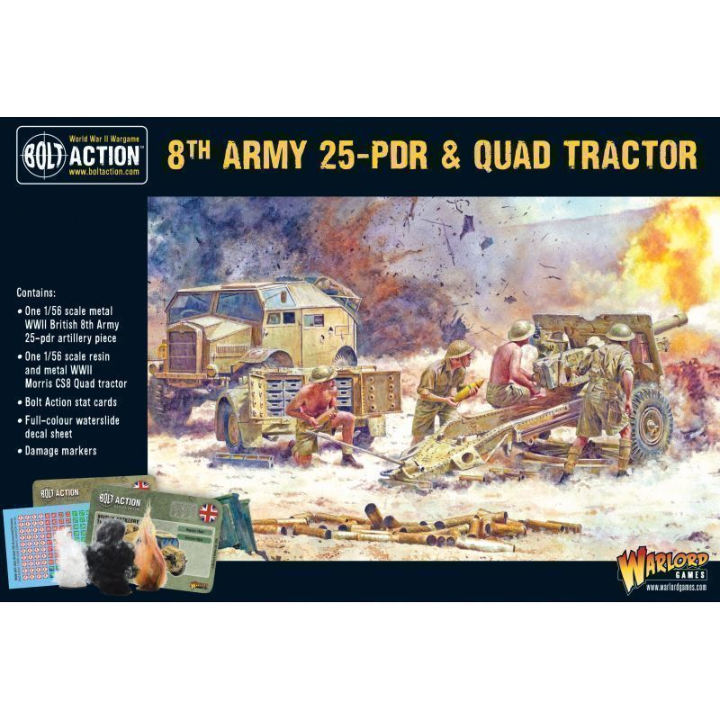 8th Army 25 Pounder Light Artillery, Quad & Limber British Warlord Games    | Red Claw Gaming