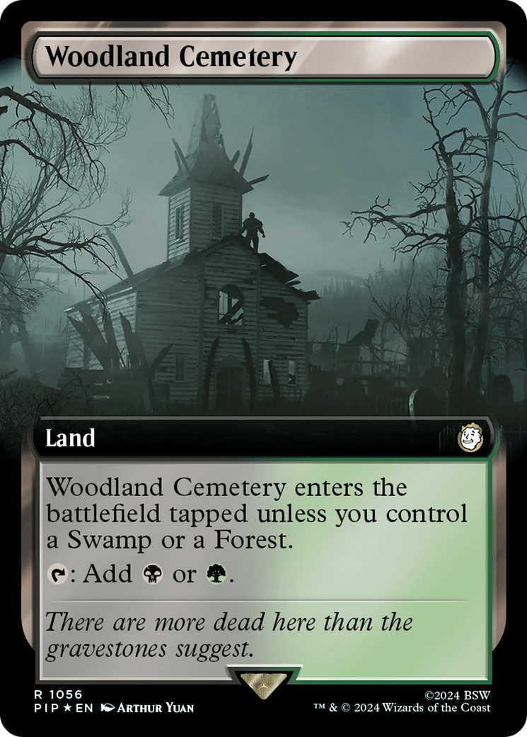 Woodland Cemetery (Extended Art) (Surge Foil) [Fallout] MTG Single Magic: The Gathering    | Red Claw Gaming