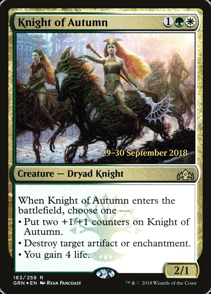 Knight of Autumn [Guilds of Ravnica Prerelease Promos] MTG Single Magic: The Gathering    | Red Claw Gaming